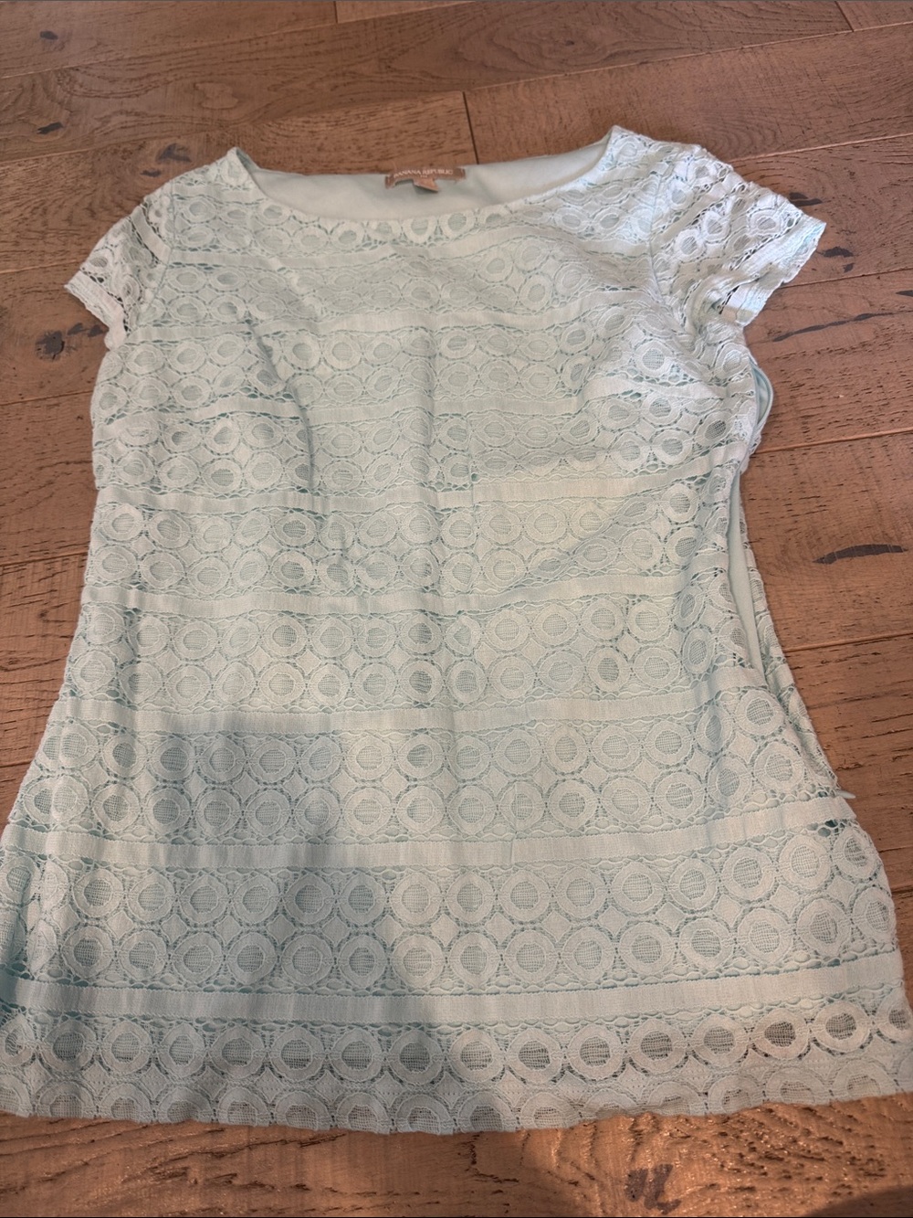 Banana Republic Lace Overlay Short Sleeve Top - Mint